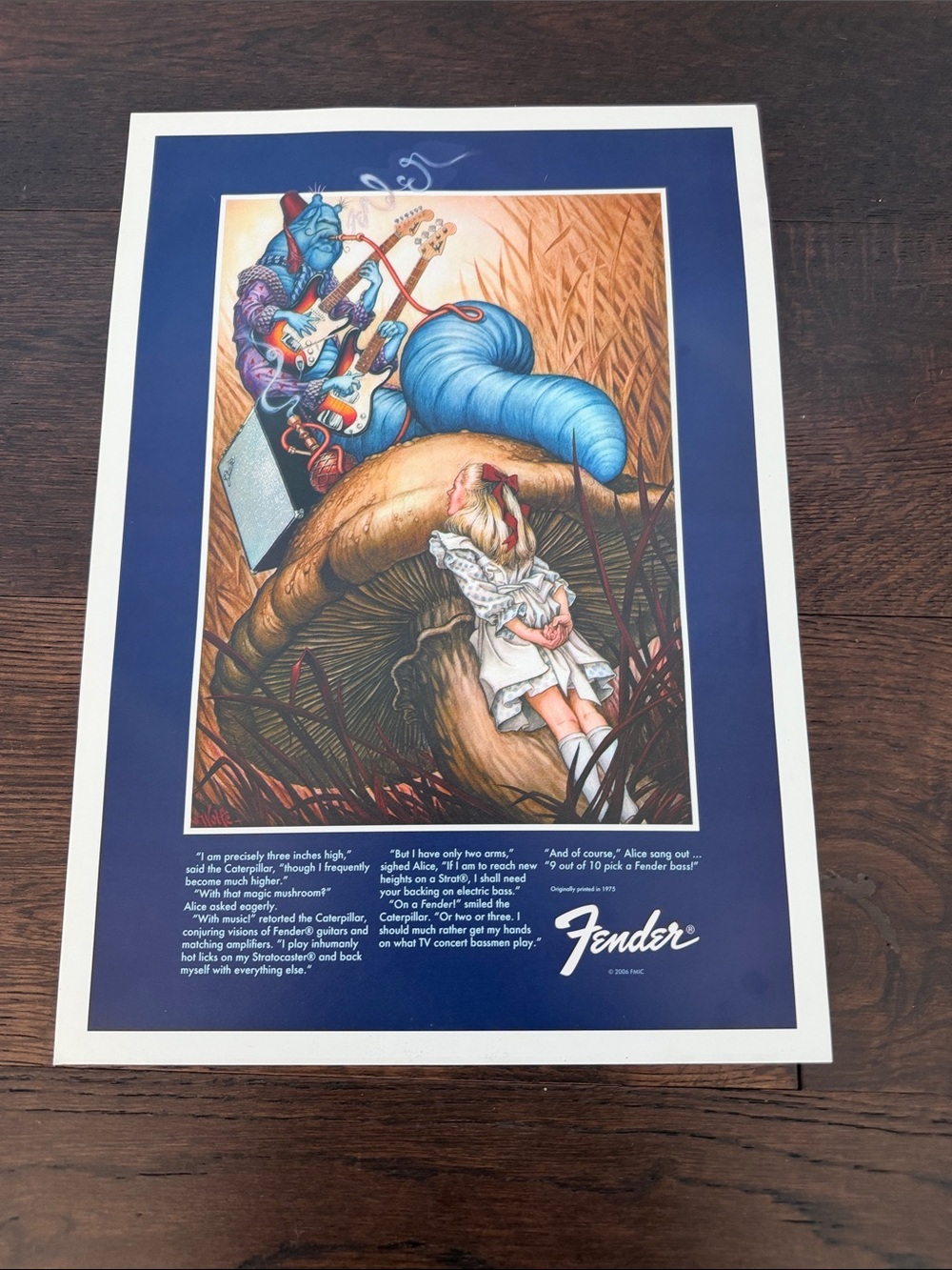 Fender Blue and Brown Alice in Wonderland Guitar Print